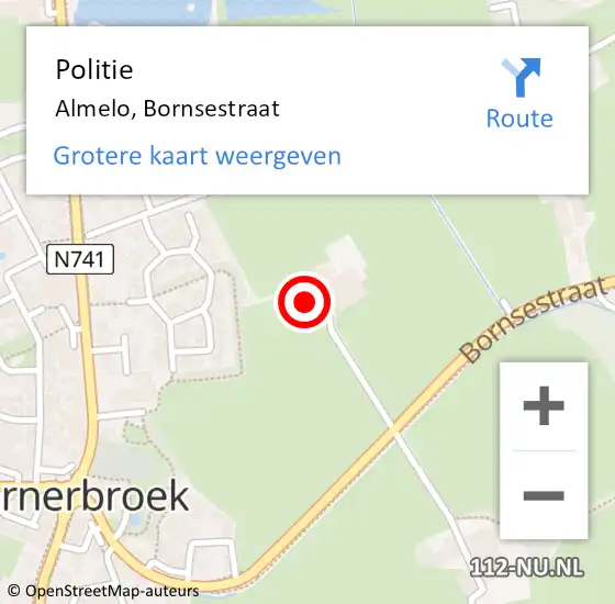 Locatie op kaart van de 112 melding: Politie Almelo, Bornsestraat op 28 juli 2023 19:34