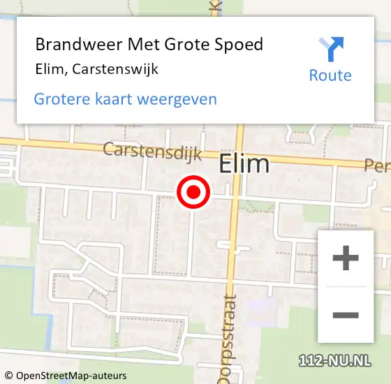 Locatie op kaart van de 112 melding: Brandweer Met Grote Spoed Naar Elim, Carstenswijk op 28 juli 2023 20:32