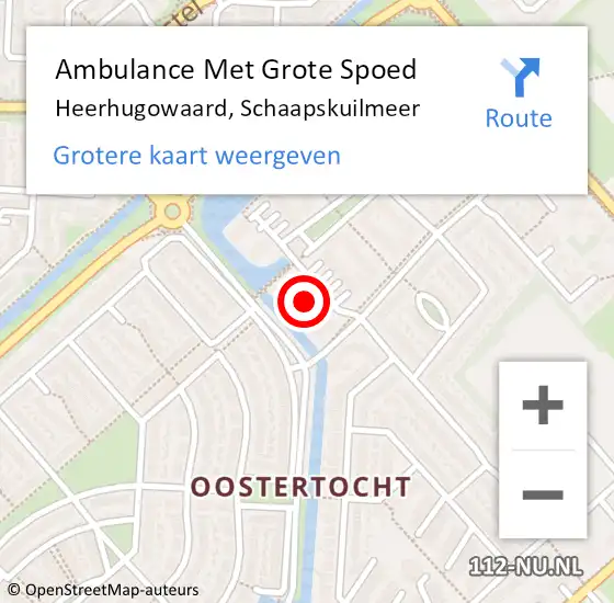 Locatie op kaart van de 112 melding: Ambulance Met Grote Spoed Naar Heerhugowaard, Schaapskuilmeer op 28 juli 2023 21:44