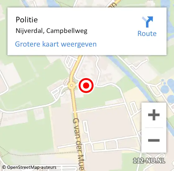 Locatie op kaart van de 112 melding: Politie Nijverdal, Campbellweg op 28 juli 2023 23:14