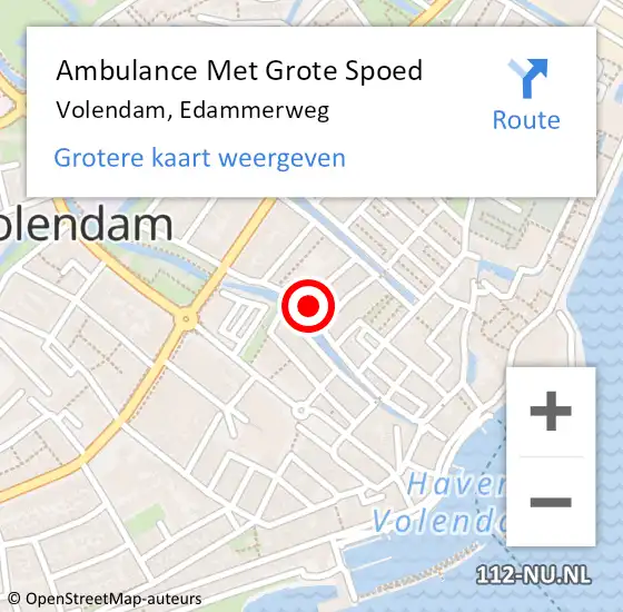 Locatie op kaart van de 112 melding: Ambulance Met Grote Spoed Naar Volendam, Edammerweg op 28 juli 2023 23:31