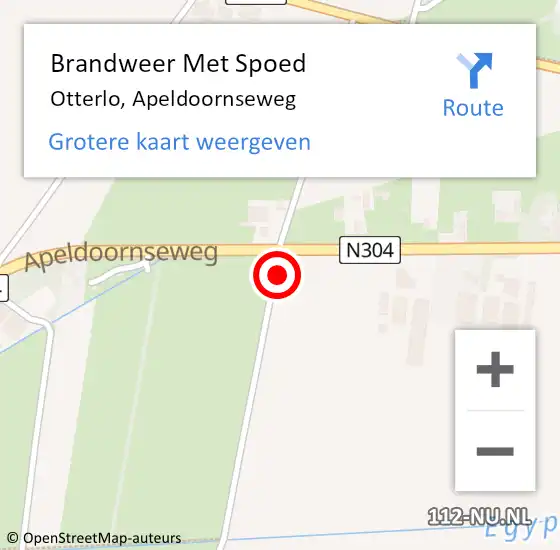 Locatie op kaart van de 112 melding: Brandweer Met Spoed Naar Otterlo, Apeldoornseweg op 28 juli 2023 23:39
