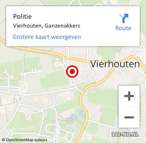 Locatie op kaart van de 112 melding: Politie Vierhouten, Ganzenakkers op 28 juli 2023 23:52
