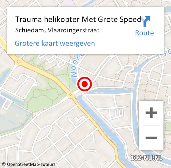 Locatie op kaart van de 112 melding: Trauma helikopter Met Grote Spoed Naar Schiedam, Vlaardingerstraat op 29 juli 2023 00:27