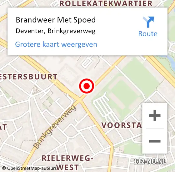 Locatie op kaart van de 112 melding: Brandweer Met Spoed Naar Deventer, Brinkgreverweg op 29 juli 2023 02:15
