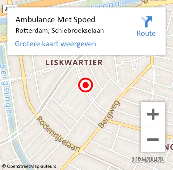 Locatie op kaart van de 112 melding: Ambulance Met Spoed Naar Rotterdam, Schiebroekselaan op 29 juli 2023 03:21