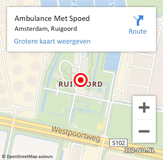 Locatie op kaart van de 112 melding: Ambulance Met Spoed Naar Amsterdam, Ruigoord op 29 juli 2023 05:20