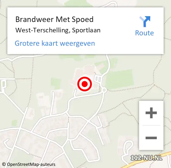 Locatie op kaart van de 112 melding: Brandweer Met Spoed Naar West-Terschelling, Sportlaan op 29 juli 2023 06:49