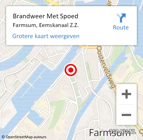 Locatie op kaart van de 112 melding: Brandweer Met Spoed Naar Farmsum, Eemskanaal Z.Z. op 29 juli 2023 07:30