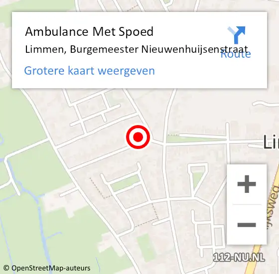 Locatie op kaart van de 112 melding: Ambulance Met Spoed Naar Limmen, Burgemeester Nieuwenhuijsenstraat op 29 juli 2023 09:07