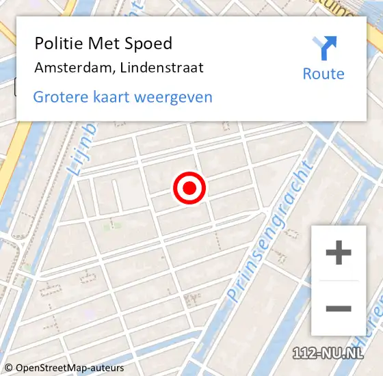 Locatie op kaart van de 112 melding: Politie Met Spoed Naar Amsterdam, Lindenstraat op 29 juli 2023 10:27