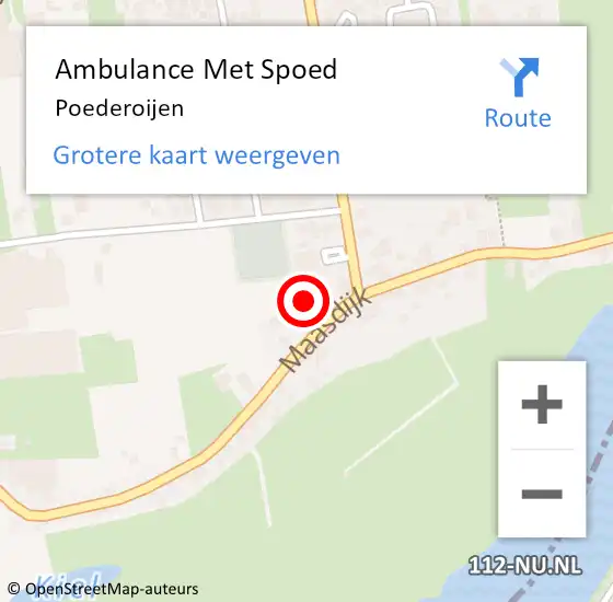 Locatie op kaart van de 112 melding: Ambulance Met Spoed Naar Poederoijen op 29 juli 2023 12:39