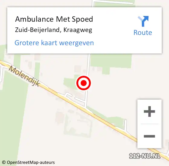 Locatie op kaart van de 112 melding: Ambulance Met Spoed Naar Zuid-Beijerland, Kraagweg op 29 juli 2023 15:04