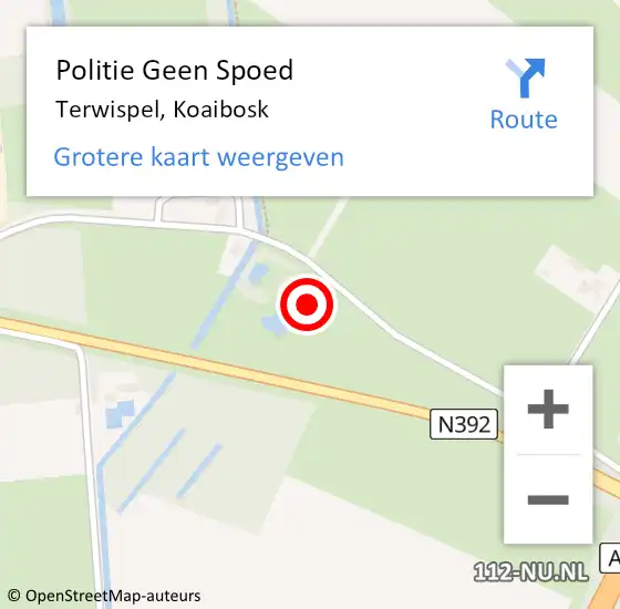 Locatie op kaart van de 112 melding: Politie Geen Spoed Naar Terwispel, Koaibosk op 29 juli 2023 15:04