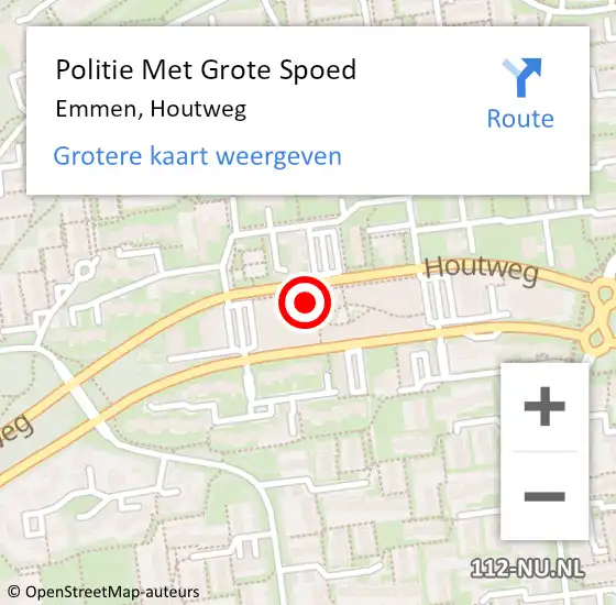 Locatie op kaart van de 112 melding: Politie Met Grote Spoed Naar Emmen, Houtweg op 29 juli 2023 15:14