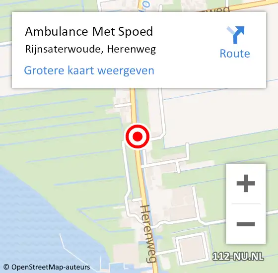 Locatie op kaart van de 112 melding: Ambulance Met Spoed Naar Rijnsaterwoude, Herenweg op 29 juli 2023 15:33