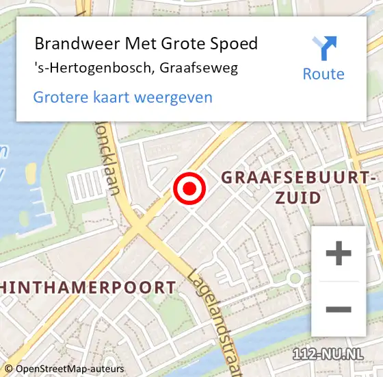 Locatie op kaart van de 112 melding: Brandweer Met Grote Spoed Naar 's-Hertogenbosch, Graafseweg op 29 juli 2023 16:33
