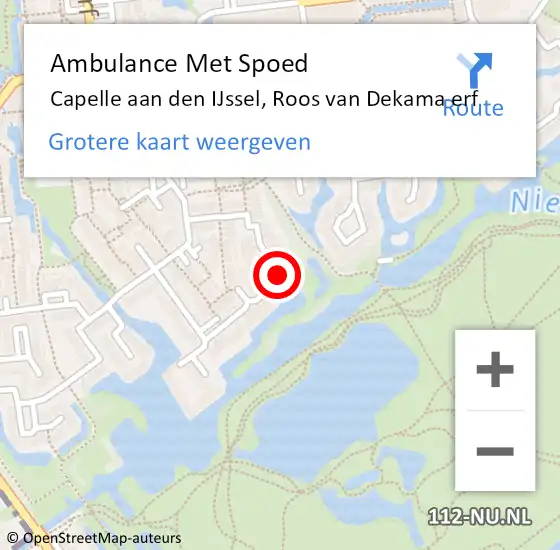 Locatie op kaart van de 112 melding: Ambulance Met Spoed Naar Capelle aan den IJssel, Roos van Dekama erf op 29 juli 2023 16:48