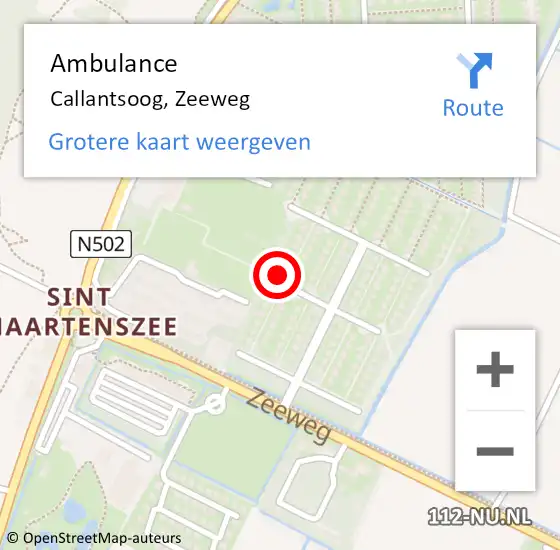 Locatie op kaart van de 112 melding: Ambulance Callantsoog, Zeeweg op 29 juli 2023 17:36