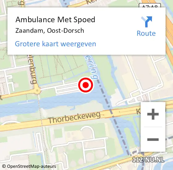 Locatie op kaart van de 112 melding: Ambulance Met Spoed Naar Zaandam, Oost-Dorsch op 29 juli 2023 18:41