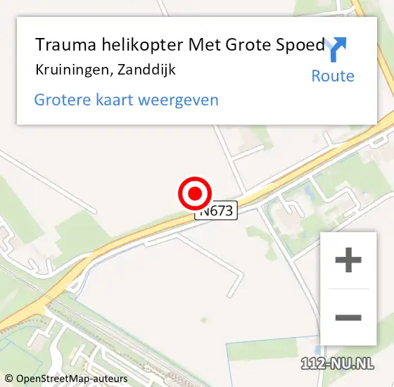 Locatie op kaart van de 112 melding: Trauma helikopter Met Grote Spoed Naar Kruiningen, Zanddijk op 29 juli 2023 18:43