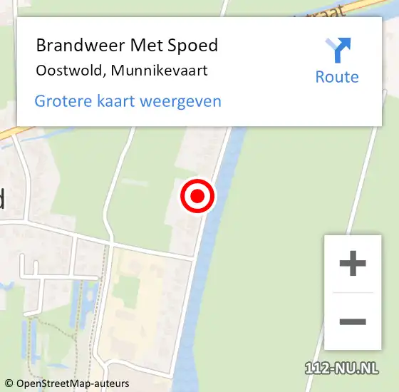 Locatie op kaart van de 112 melding: Brandweer Met Spoed Naar Oostwold, Munnikevaart op 29 juli 2023 19:38