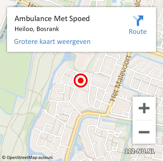 Locatie op kaart van de 112 melding: Ambulance Met Spoed Naar Heiloo, Bosrank op 29 juli 2023 19:45