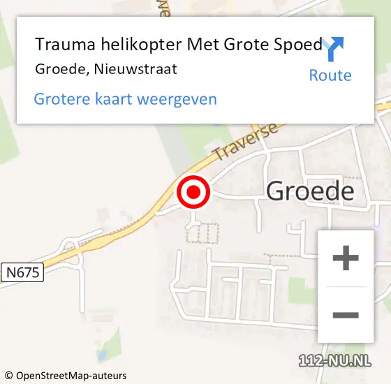 Locatie op kaart van de 112 melding: Trauma helikopter Met Grote Spoed Naar Groede, Nieuwstraat op 29 juli 2023 20:29