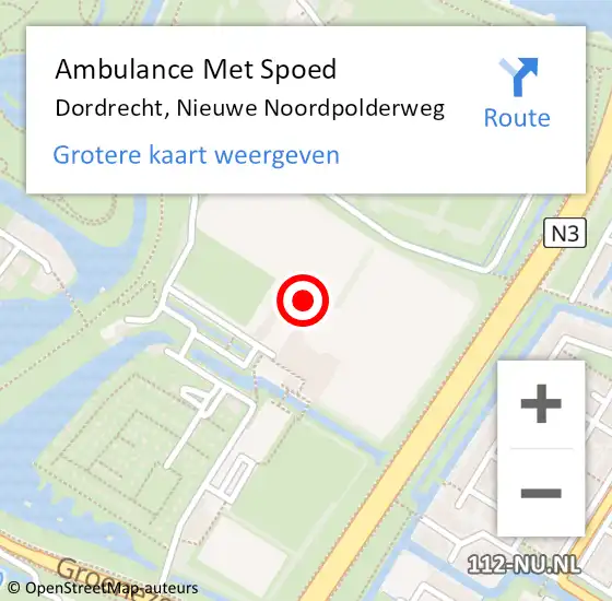 Locatie op kaart van de 112 melding: Ambulance Met Spoed Naar Dordrecht, Nieuwe Noordpolderweg op 29 juli 2023 22:19