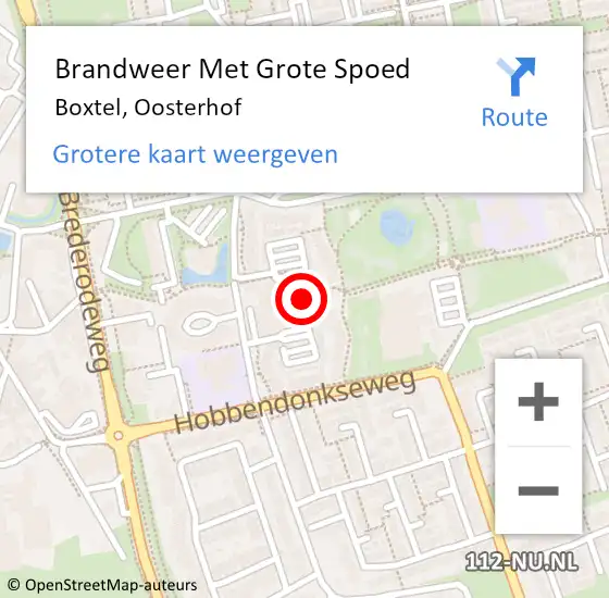 Locatie op kaart van de 112 melding: Brandweer Met Grote Spoed Naar Boxtel, Oosterhof op 29 juli 2023 22:22