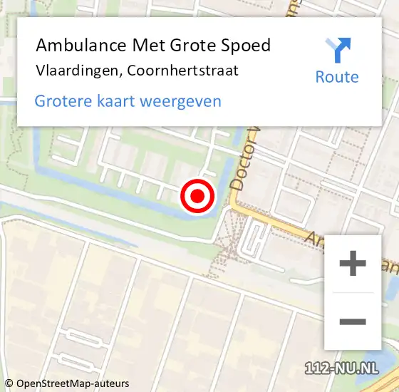 Locatie op kaart van de 112 melding: Ambulance Met Grote Spoed Naar Vlaardingen, Coornhertstraat op 29 juli 2023 23:46