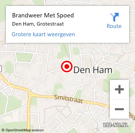 Locatie op kaart van de 112 melding: Brandweer Met Spoed Naar Den Ham, Grotestraat op 30 juli 2023 00:09