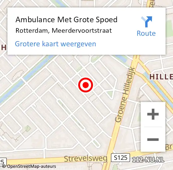 Locatie op kaart van de 112 melding: Ambulance Met Grote Spoed Naar Rotterdam, Meerdervoortstraat op 30 juli 2023 02:11