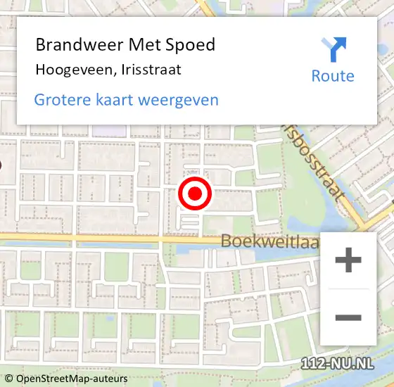 Locatie op kaart van de 112 melding: Brandweer Met Spoed Naar Hoogeveen, Irisstraat op 30 juli 2023 02:41
