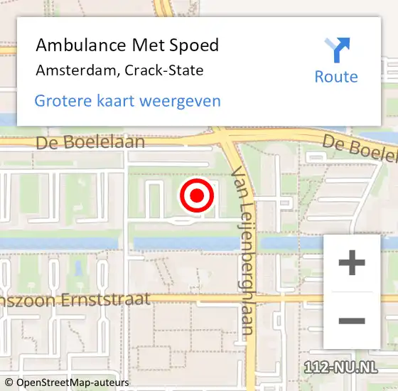 Locatie op kaart van de 112 melding: Ambulance Met Spoed Naar Amsterdam, Crack-State op 30 juli 2023 08:06