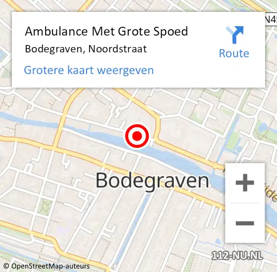Locatie op kaart van de 112 melding: Ambulance Met Grote Spoed Naar Bodegraven, Noordstraat op 30 juli 2023 12:35