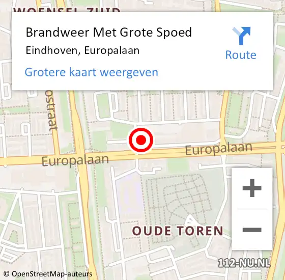 Locatie op kaart van de 112 melding: Brandweer Met Grote Spoed Naar Eindhoven, Europalaan op 30 juli 2023 12:44