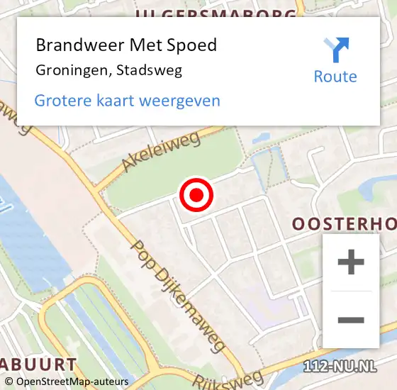 Locatie op kaart van de 112 melding: Brandweer Met Spoed Naar Groningen, Stadsweg op 30 juli 2023 12:47