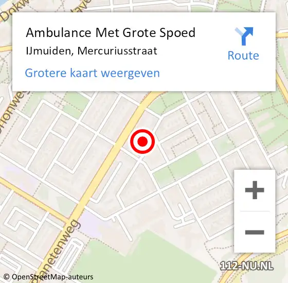 Locatie op kaart van de 112 melding: Ambulance Met Grote Spoed Naar IJmuiden, Mercuriusstraat op 30 juli 2023 13:38