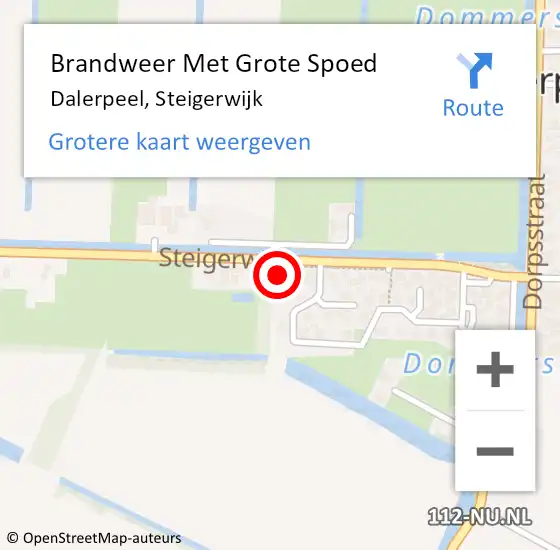 Locatie op kaart van de 112 melding: Brandweer Met Grote Spoed Naar Dalerpeel, Steigerwijk op 30 juli 2023 13:39