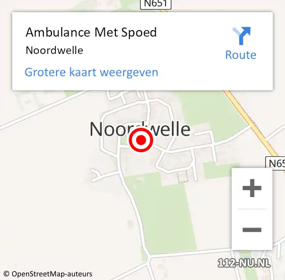 Locatie op kaart van de 112 melding: Ambulance Met Spoed Naar Noordwelle op 30 juli 2023 13:43