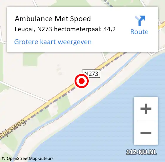 Locatie op kaart van de 112 melding: Ambulance Met Spoed Naar Leudal, N273 hectometerpaal: 44,2 op 30 juli 2023 15:48