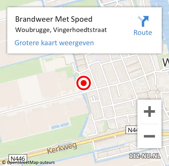 Locatie op kaart van de 112 melding: Brandweer Met Spoed Naar Woubrugge, Vingerhoedtstraat op 30 juli 2023 16:49