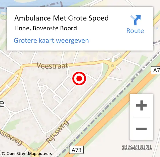 Locatie op kaart van de 112 melding: Ambulance Met Grote Spoed Naar Linne, Bovenste Boord op 30 juli 2023 17:24