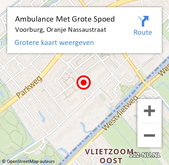 Locatie op kaart van de 112 melding: Ambulance Met Grote Spoed Naar Voorburg, Oranje Nassaustraat op 30 juli 2023 18:55