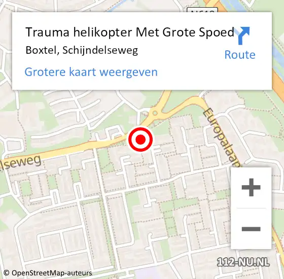 Locatie op kaart van de 112 melding: Trauma helikopter Met Grote Spoed Naar Boxtel, Schijndelseweg op 30 juli 2023 19:49
