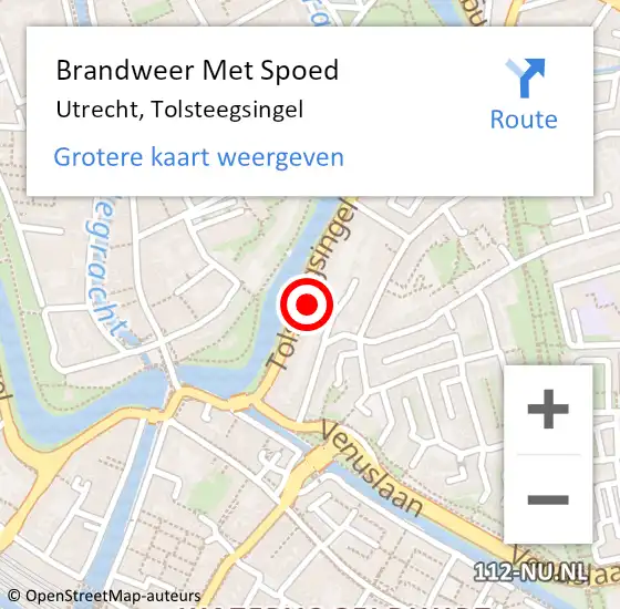 Locatie op kaart van de 112 melding: Brandweer Met Spoed Naar Utrecht, Tolsteegsingel op 30 juli 2023 21:21