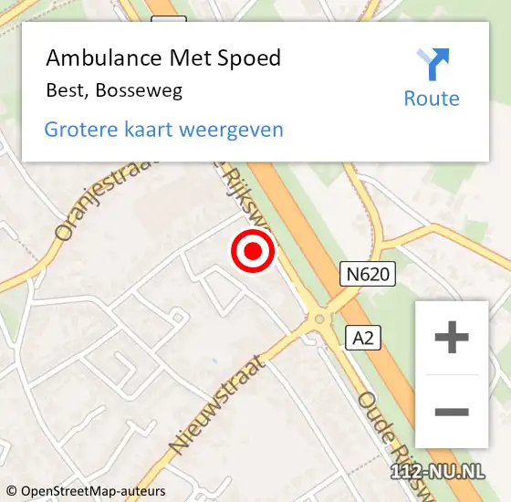 Locatie op kaart van de 112 melding: Ambulance Met Spoed Naar Best, Bosseweg op 30 juli 2023 22:27