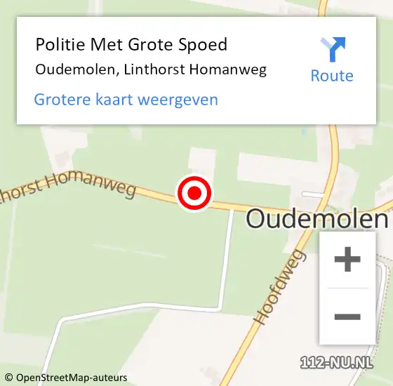 Locatie op kaart van de 112 melding: Politie Met Grote Spoed Naar Oudemolen, Linthorst Homanweg op 31 juli 2023 01:54