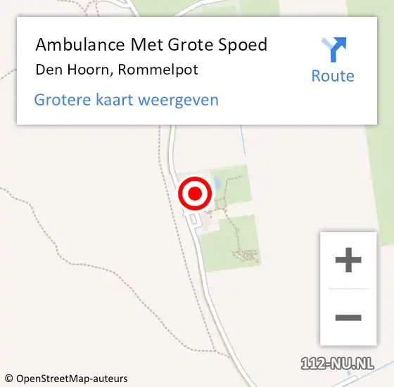 Locatie op kaart van de 112 melding: Ambulance Met Grote Spoed Naar Den Hoorn, Rommelpot op 31 juli 2023 02:50